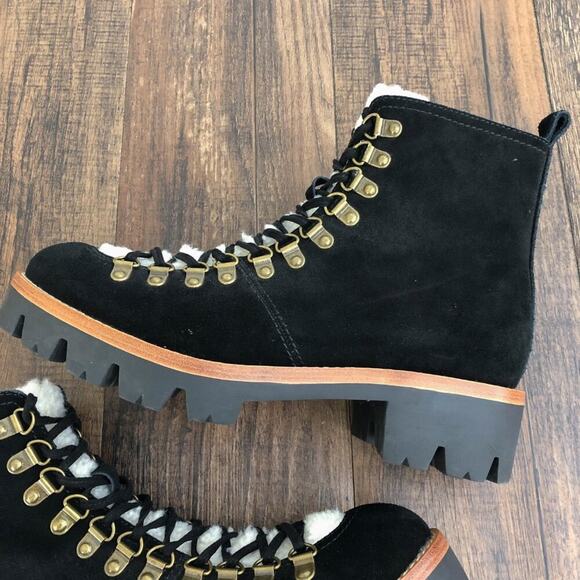 Jeffrey Campbell Sherpa Combat Platform Lace Up Boot Lug Sole Size 10 Black - Picture 9 of 16